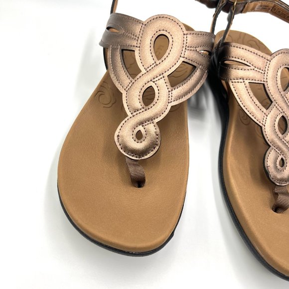 Rockport Womens‎ Ramona Metallic Bronze Curvy T-Strap Summer Sandals Shoes 10M - Picture 4 of 13
